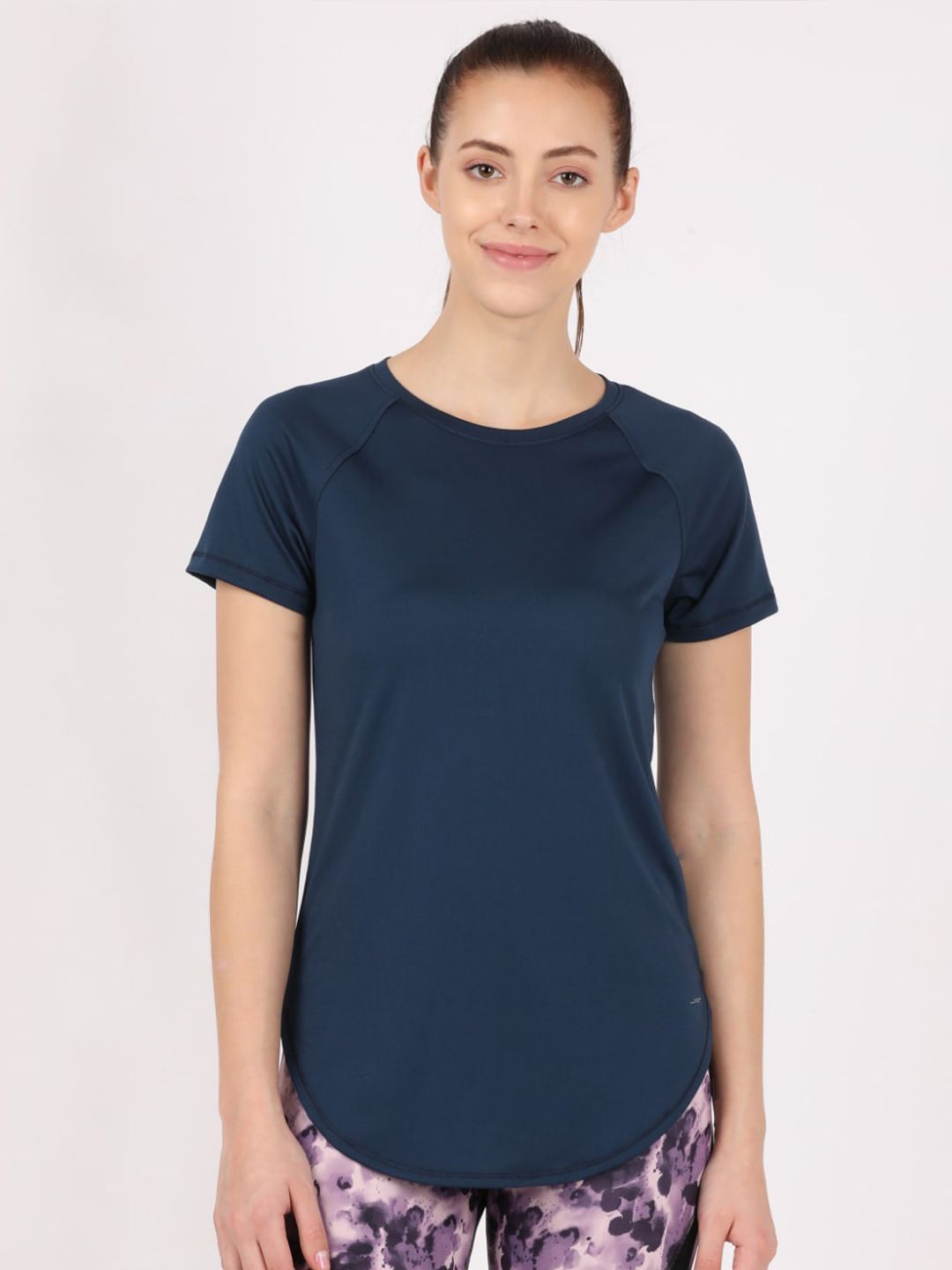 Jockey Women Blue Solid Relaxed Fit Lounge T-shirt Price in India