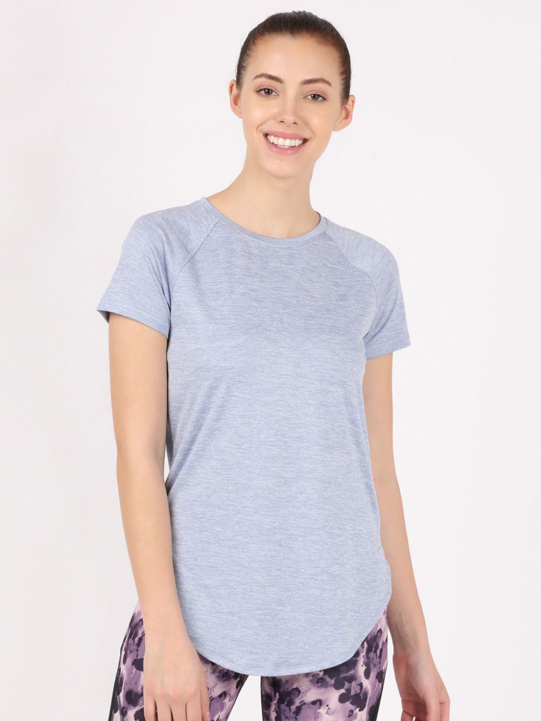 Jockey Women Blue Solid Raglan Sleeves Lounge T-shirt Price in India