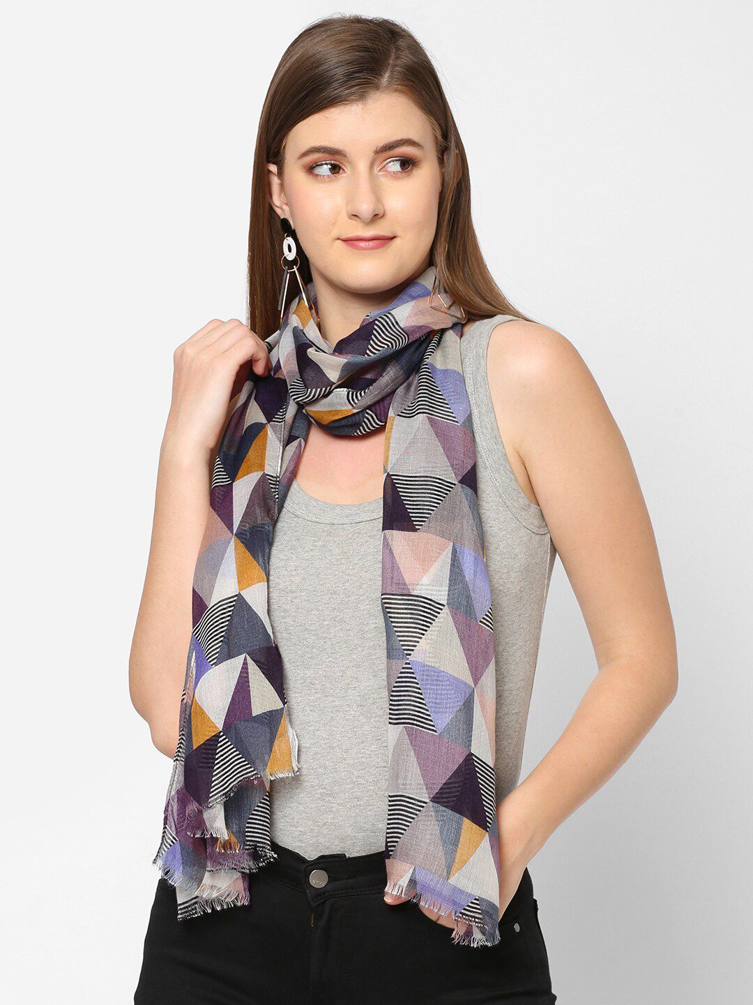 Cloth Haus India Women Blue & Black Printed Scarf Price in India