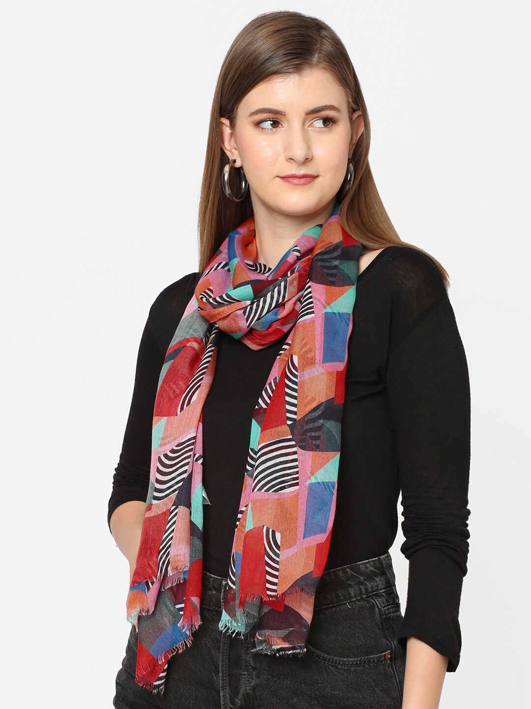 Cloth Haus India Women Multicoloured Printed Scarf Price in India