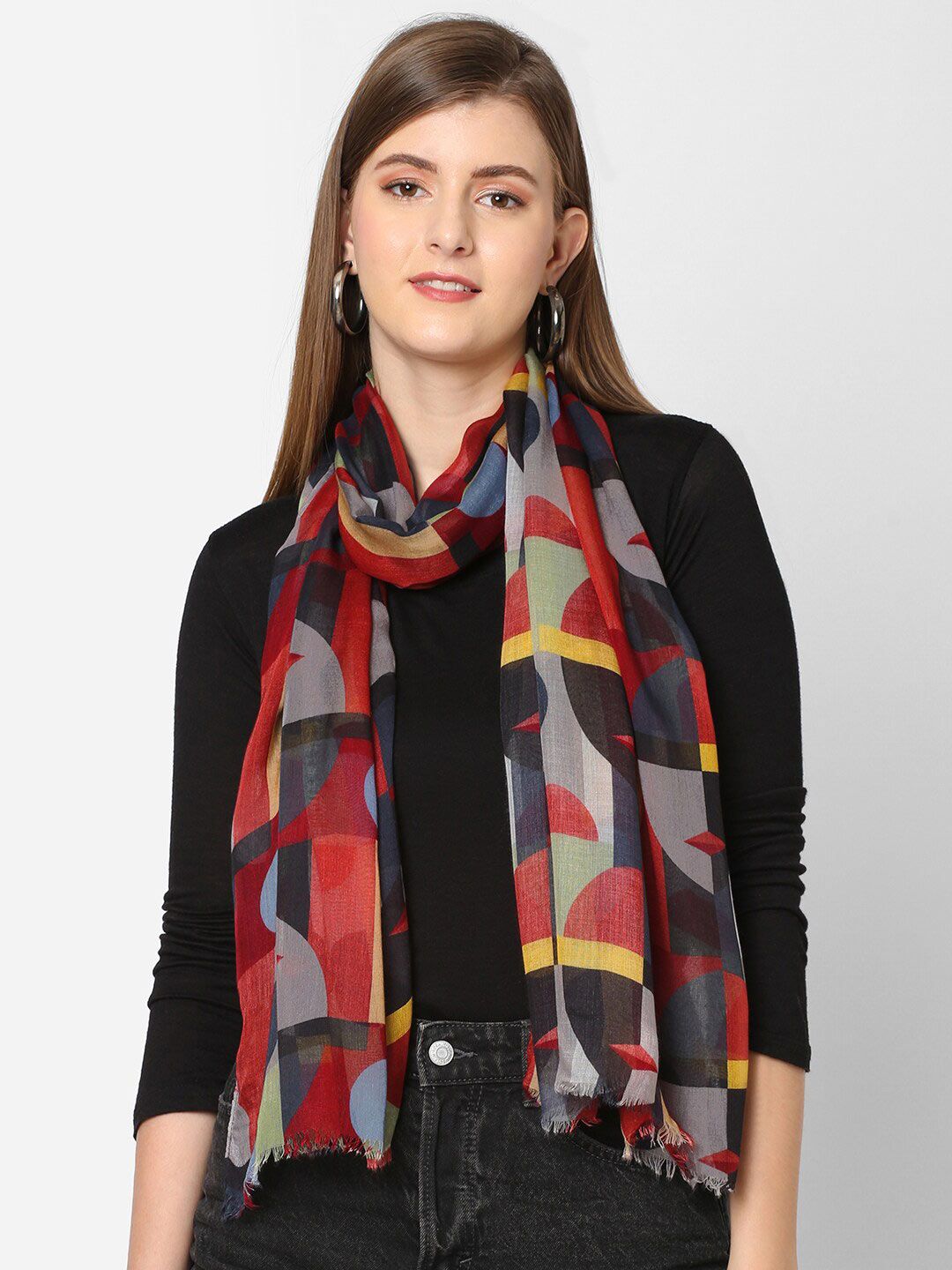 Cloth Haus India Women Multicoloured Geometric Printed Scarf Price in India