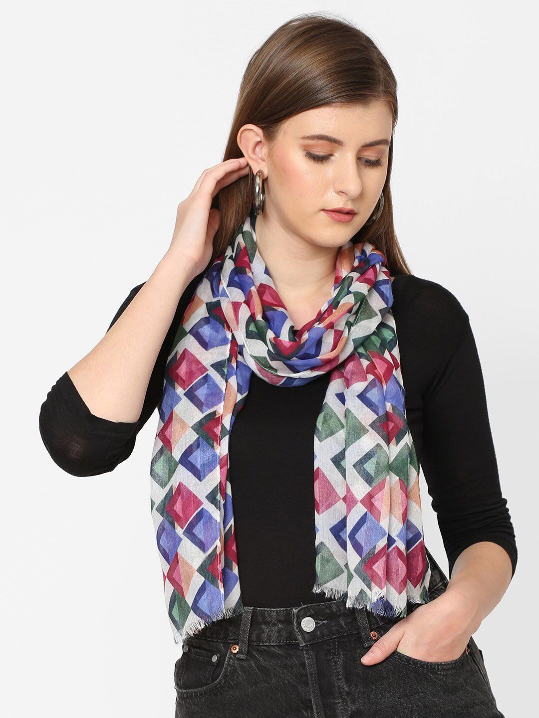 Cloth Haus India Women Multicoloured Printed Scarf Price in India