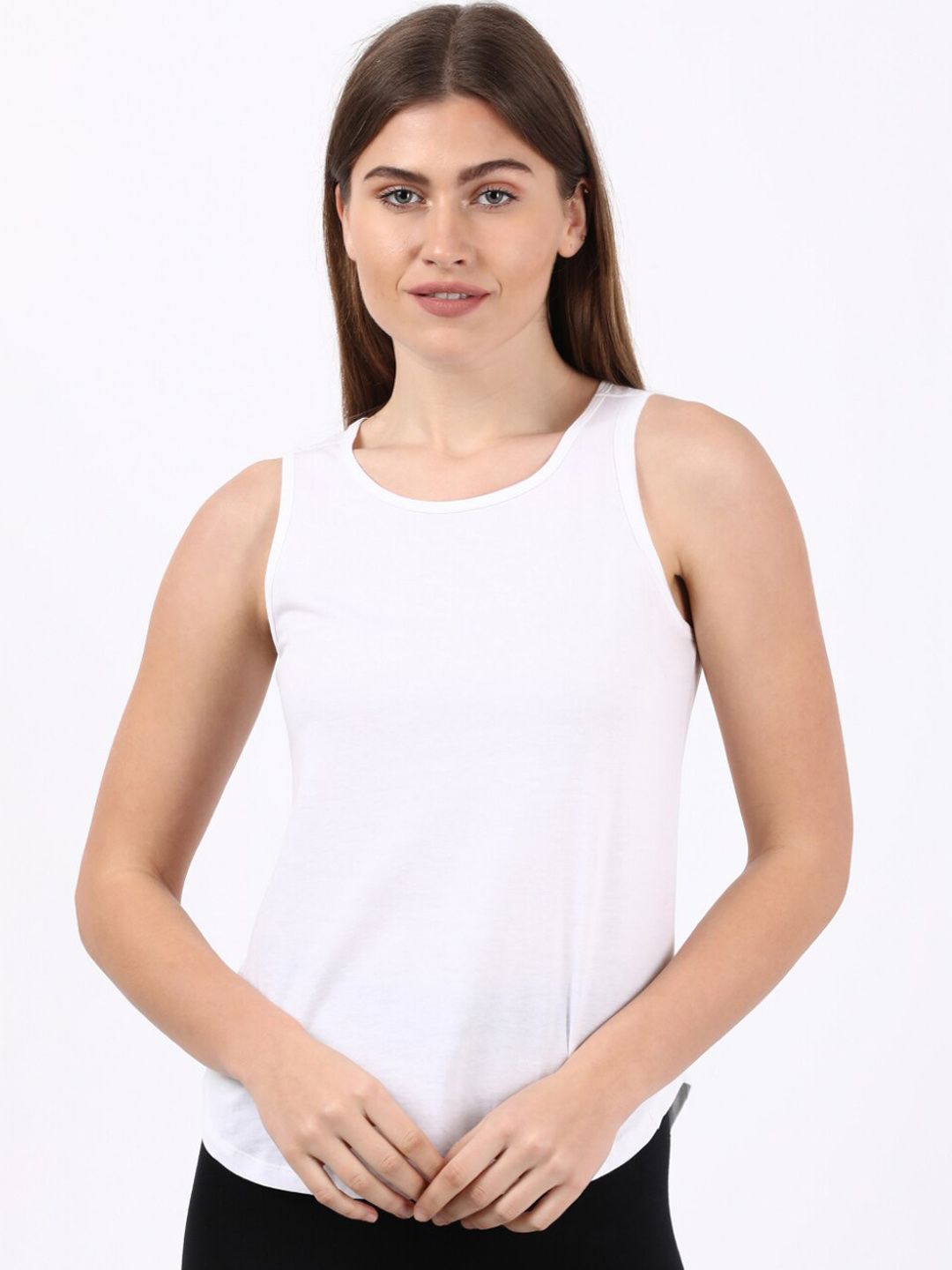 Jockey Women White Solid Lounge T-shirt Price in India