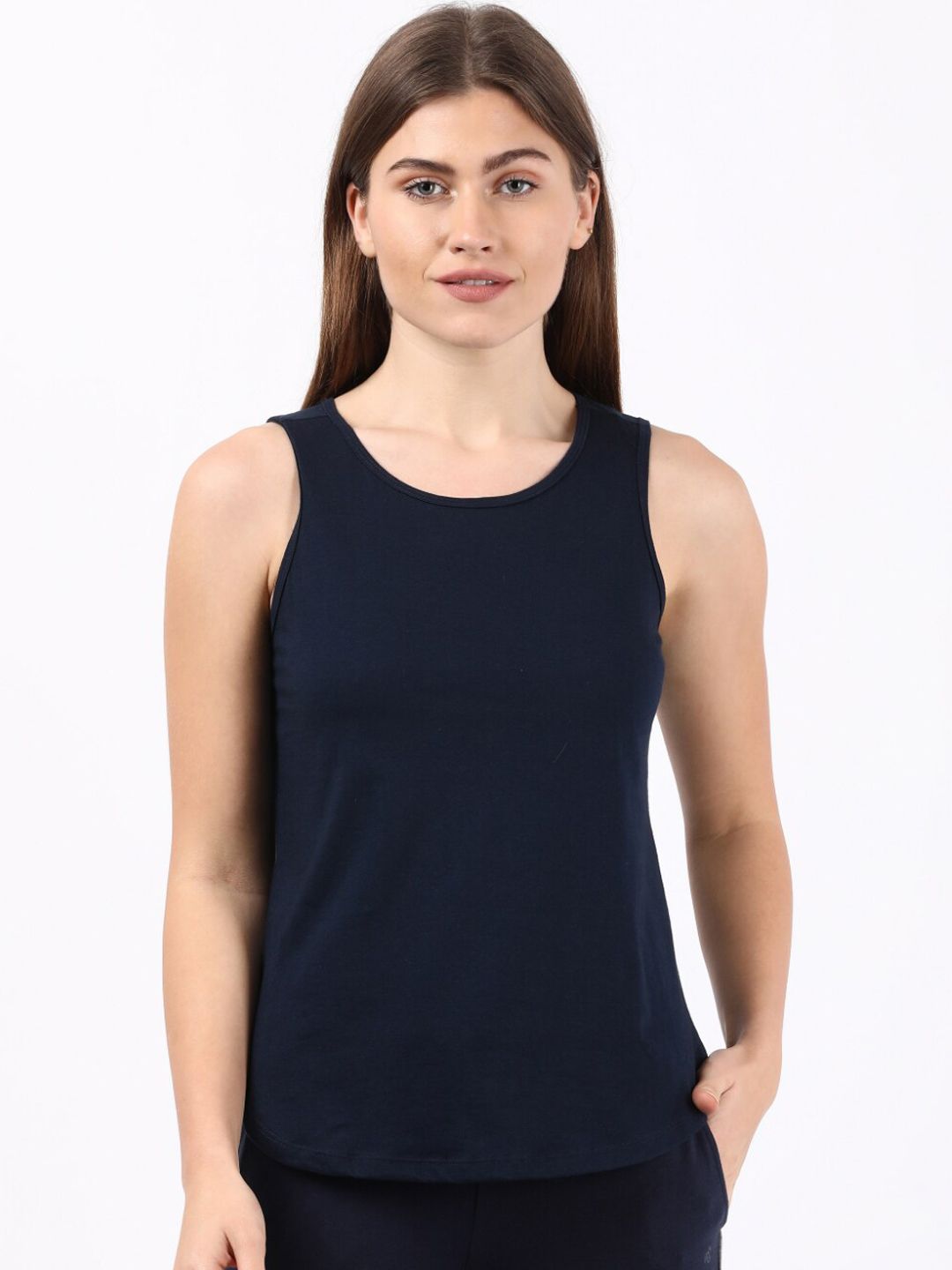 Jockey Women Navy Blue Relaxed Fit Lounge T-shirt Price in India