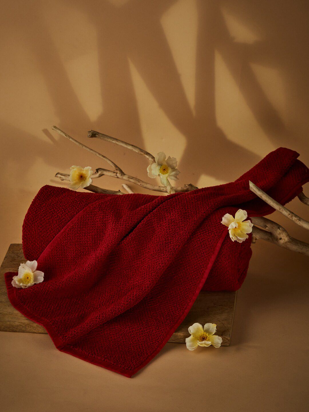 Fabindia Red Solid 500 GSM Cotton Hand Towel