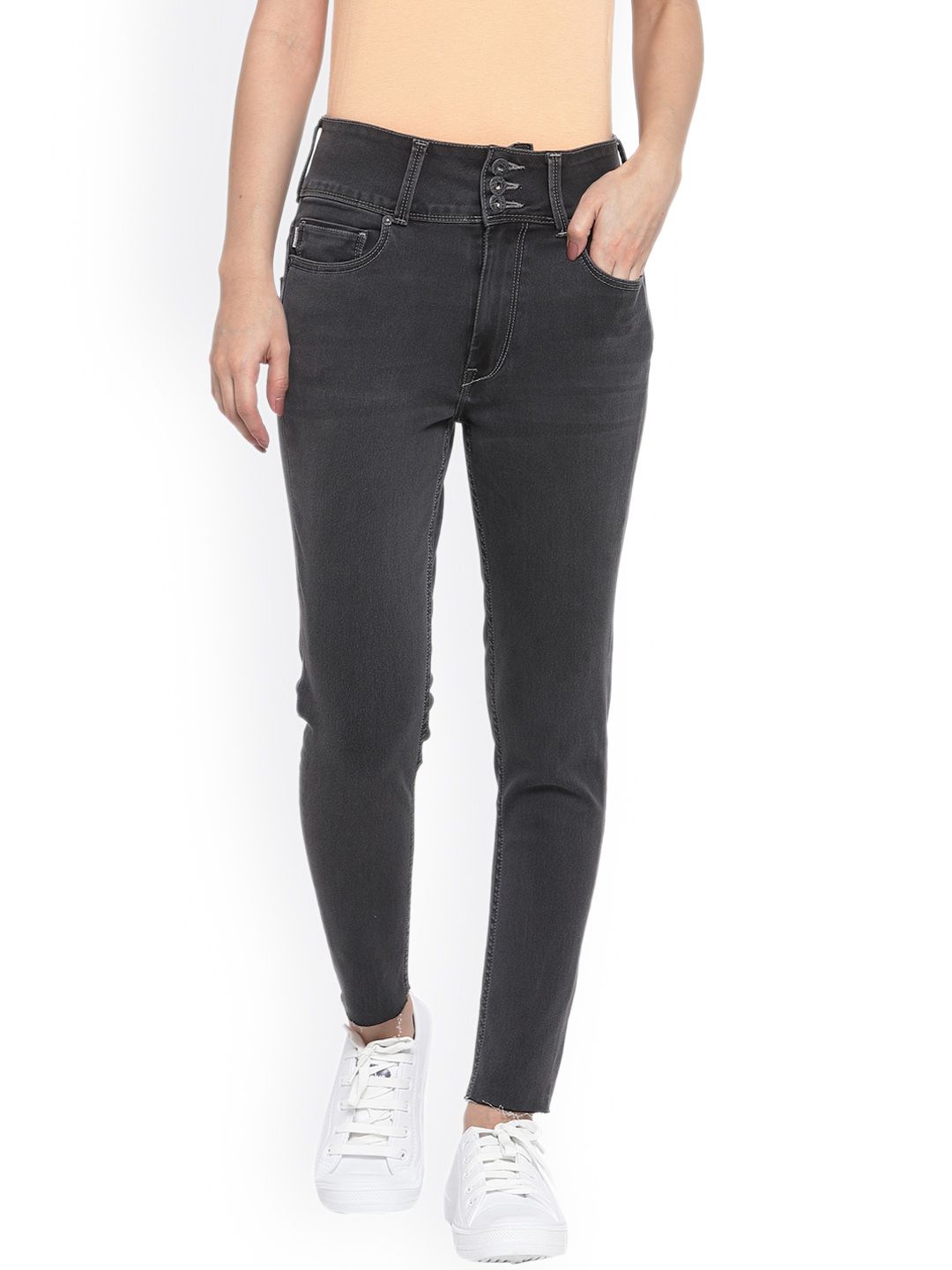 Pepe Jeans Women Grey Mid Rise Skinny Fit Non- Stretchable  Jeans Price in India