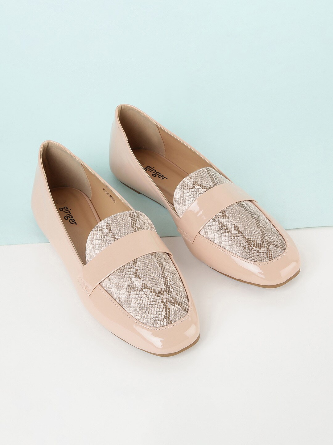 Ginger by Lifestyle Women Beige Printed Loafers Price in India