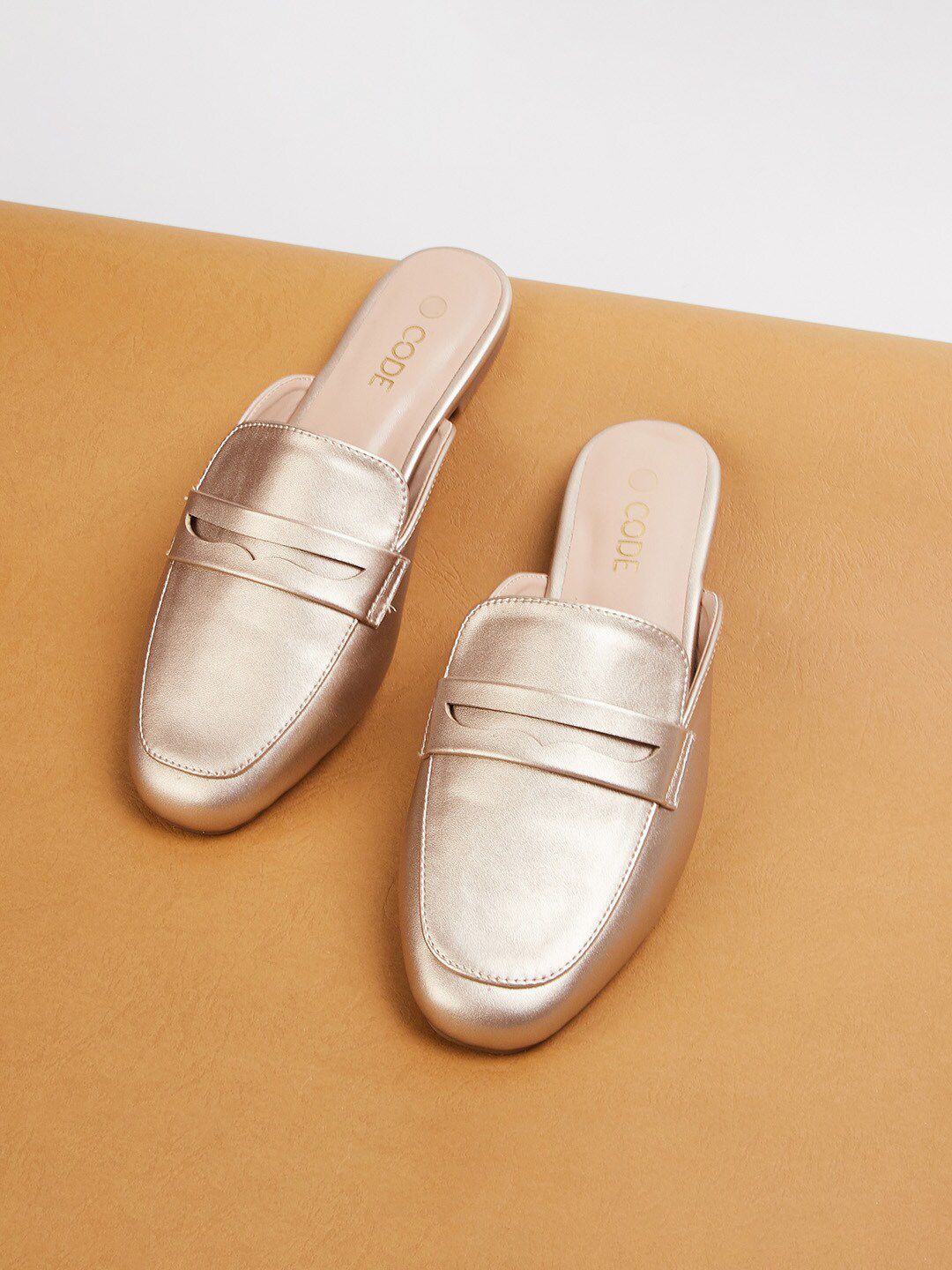 CODE by Lifestyle Women Silver-Toned Solid Mules Price in India