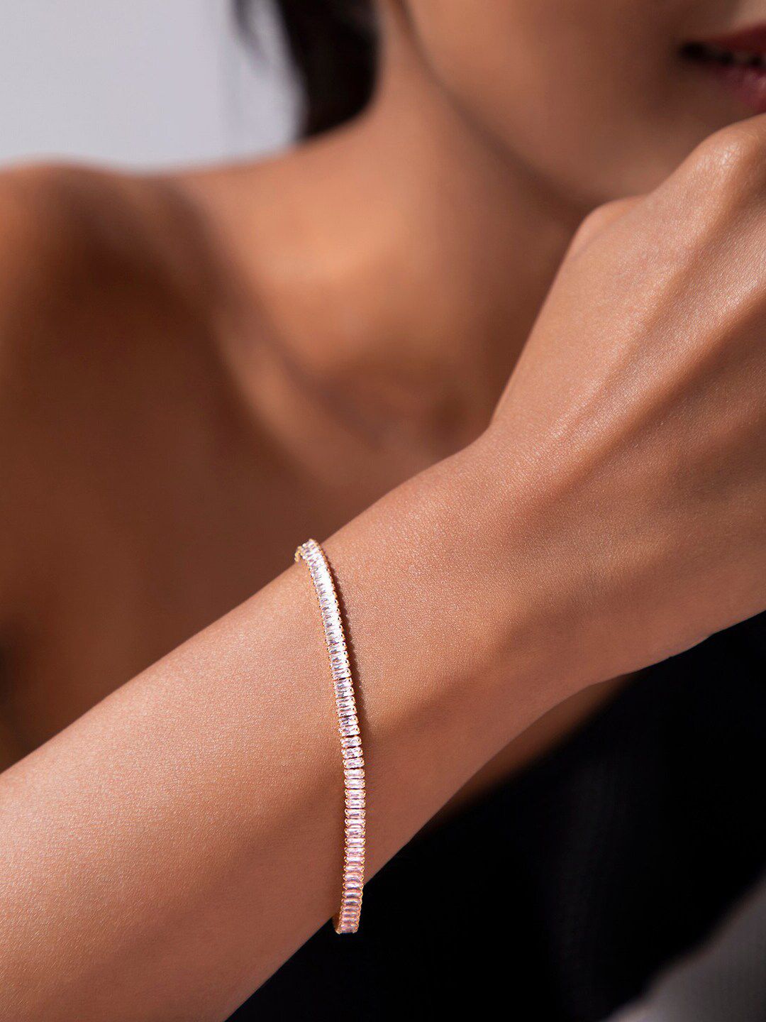 Rubans Voguish Women Rose Gold-Plated & White Bracelet Price in India