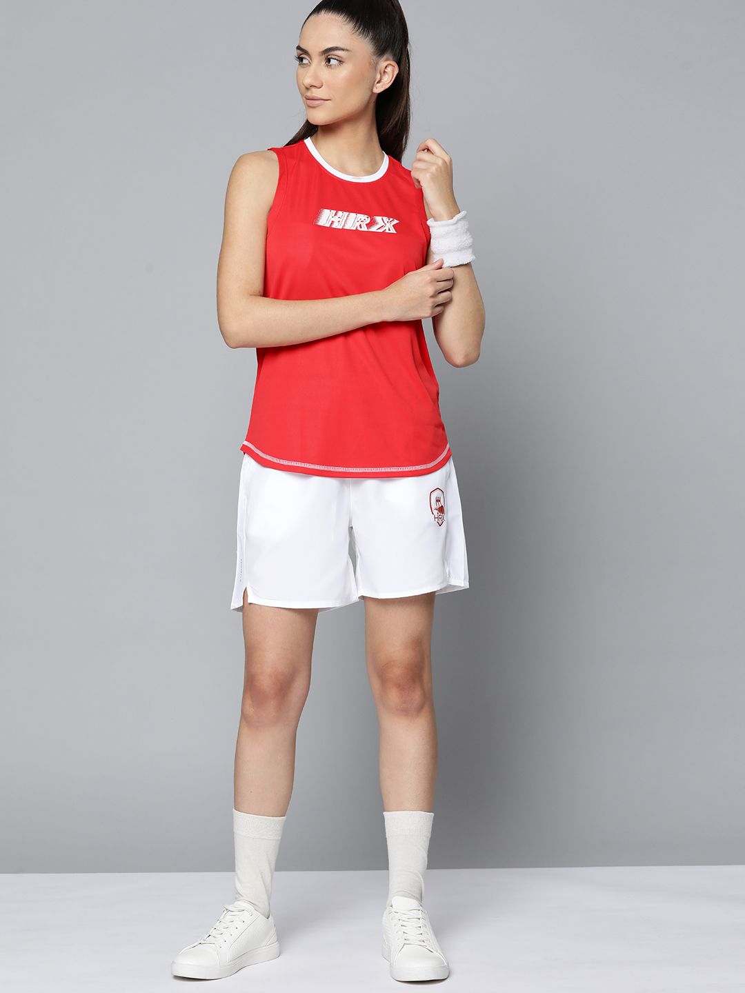 HRX By Hrithik Roshan Racketsport Women Racing Red Rapid-Dry Brand Carrier T-shirts Price in India