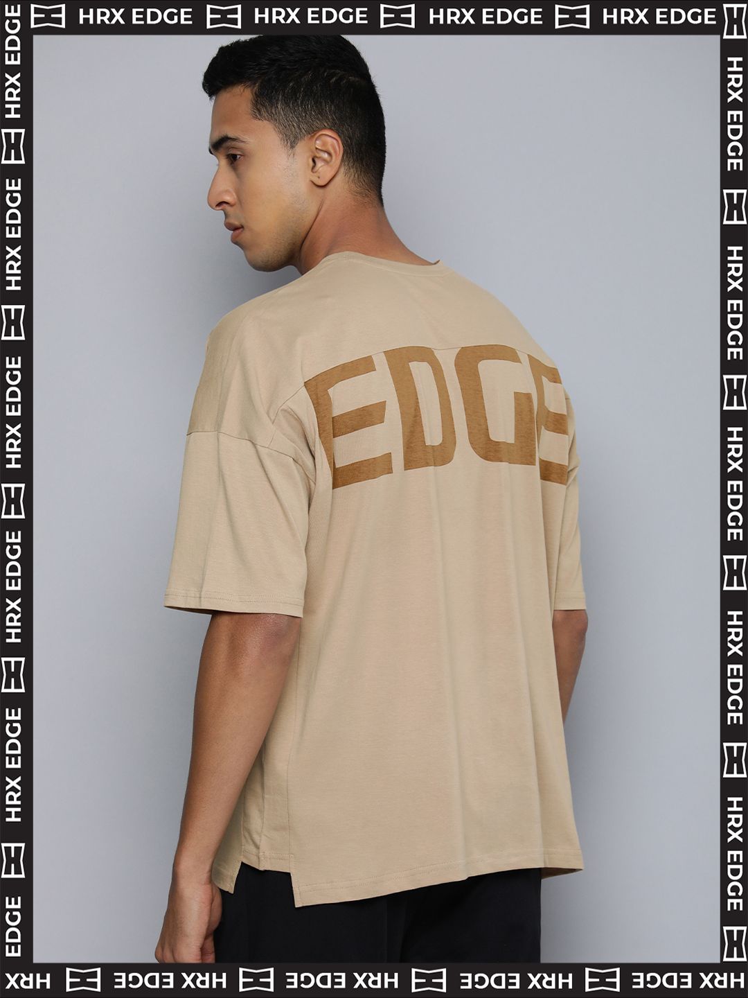 HRX By Hrithik Roshan EDGE Men Misti Lilac  Brand Carrier Oversized Tshirts