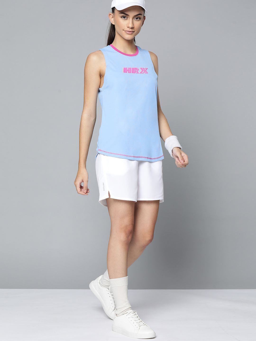 HRX By Hrithik Roshan Racketsport Women Blue Rapid-Dry Brand Carrier T-shirts Price in India