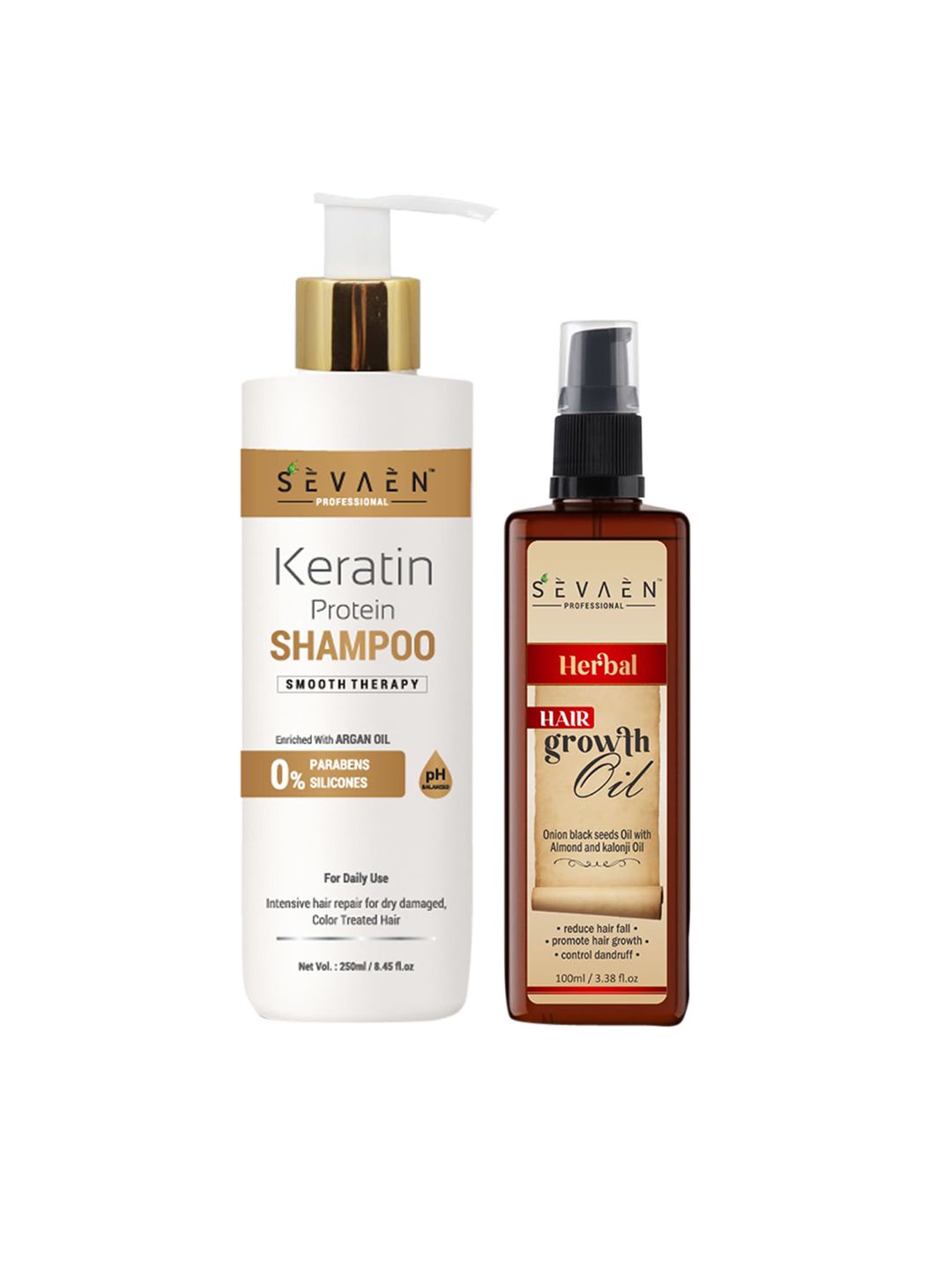 SEVAEN Set of Keratin Protein Smooth Therapy Shampoo 250 ml & Ayurvedic Hair Oil 100 ml Price in India
