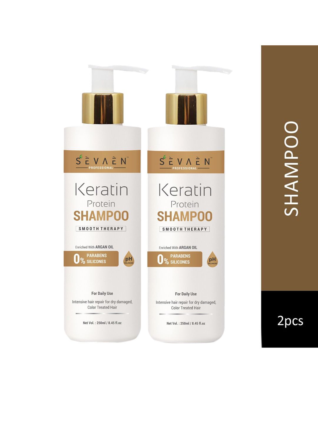 SEVAEN Set of 2 Smooth Therapy Keratin Protein Shampoos with Argan Oil - 250ml each Price in India