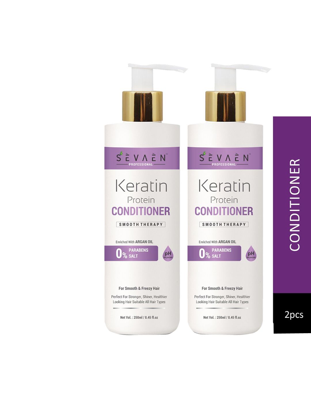 SEVAEN Set of 2 Smooth Therapy Keratin Protein Conditioners with Argan Oil - 250ml each Price in India