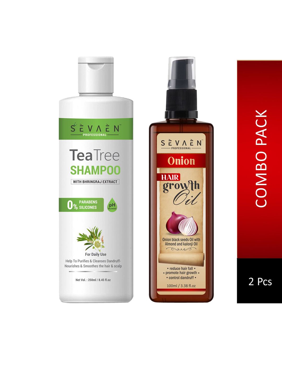SEVAEN Set of Tea Tree Shampoo 250 ml & Ayurvedic Herbal Hair Oil 100 ml Price in India
