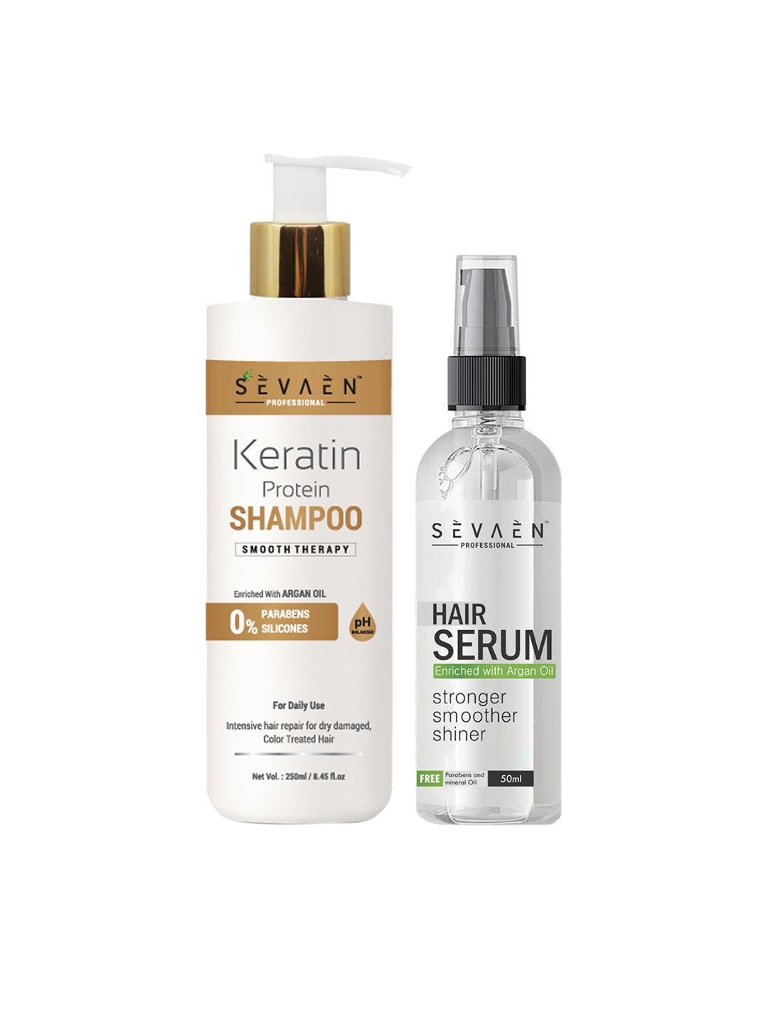 SEVAEN Set of Keratin Smooth Shampoo 250 ml & Hair Serum 50 ml Price in India