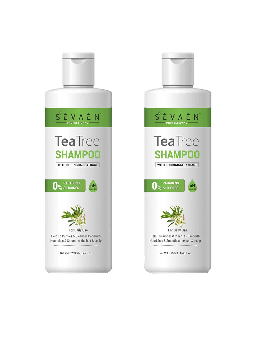 SEVAEN Set of 2 Tea Tree Anti-Dandruff Shampoos with Bhringraj - 250ml each Price in India