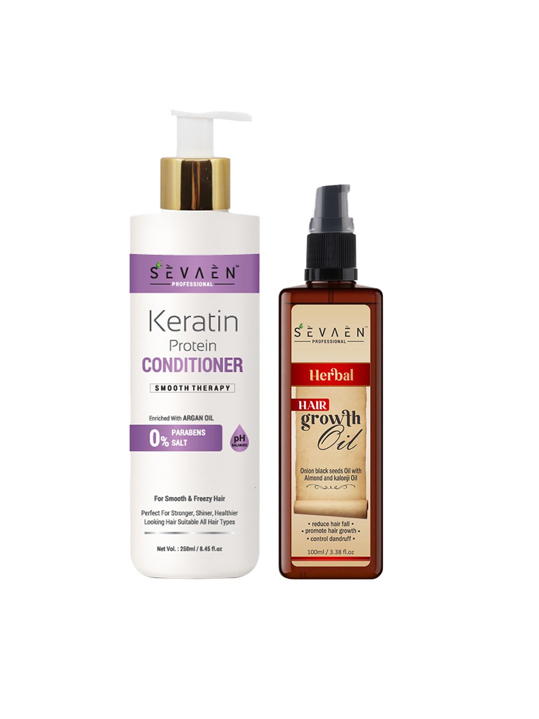 SEVAEN Set of Keratin Smooth Therapy Conditioner 250 ml & Ayurvedic Hair Oil 100 ml Price in India