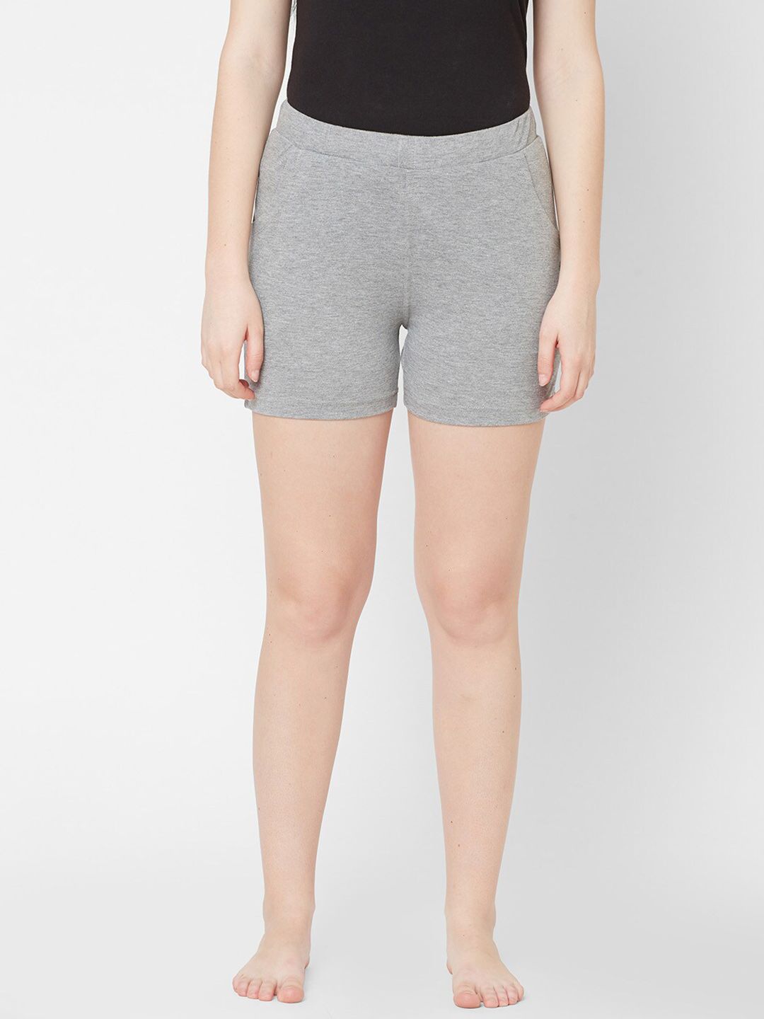 Sweet Dreams Women Grey Cotton Lounge Shorts Price in India