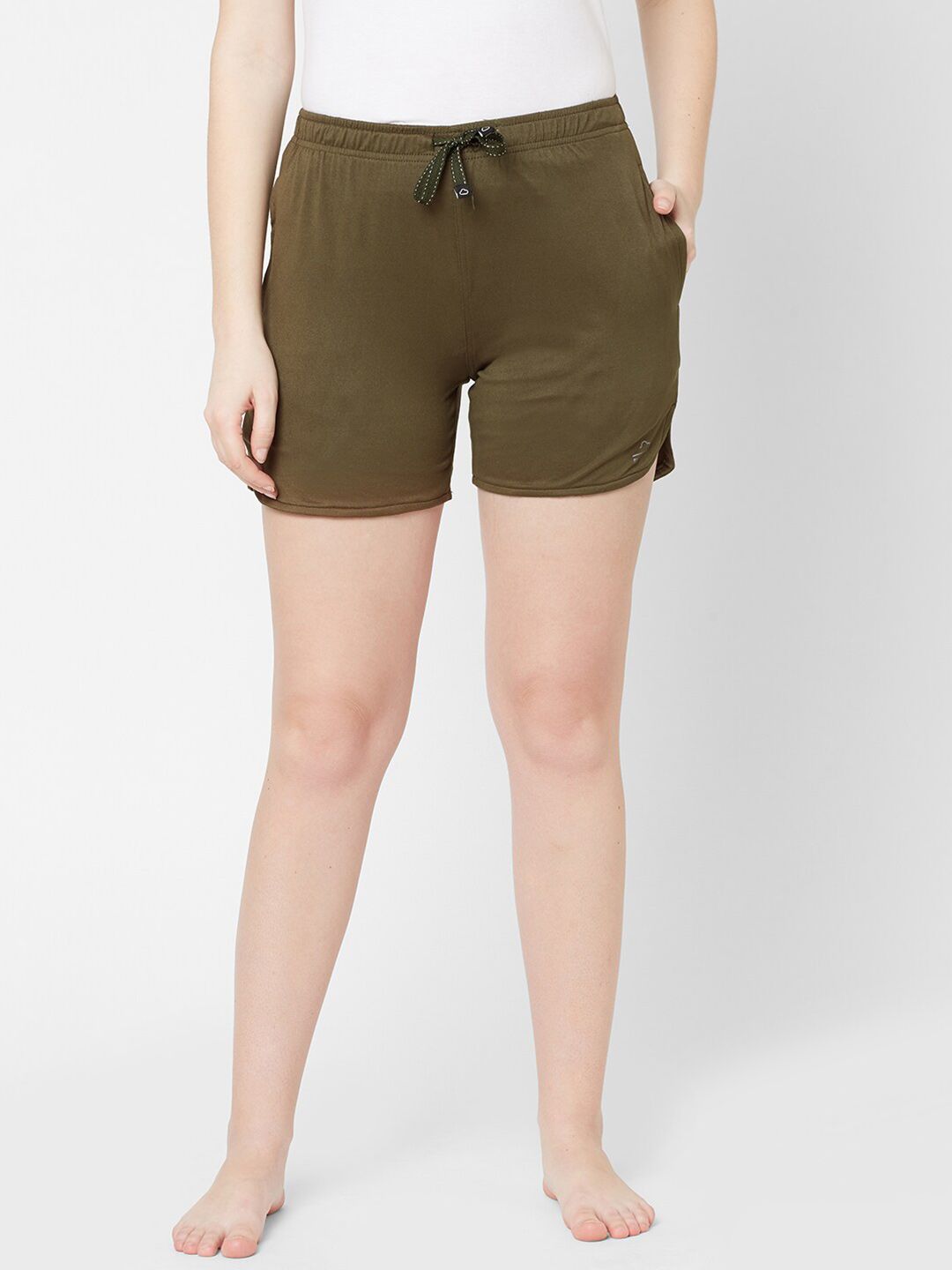 Sweet Dreams Women Olive Green Solid Lounge Shorts Price in India