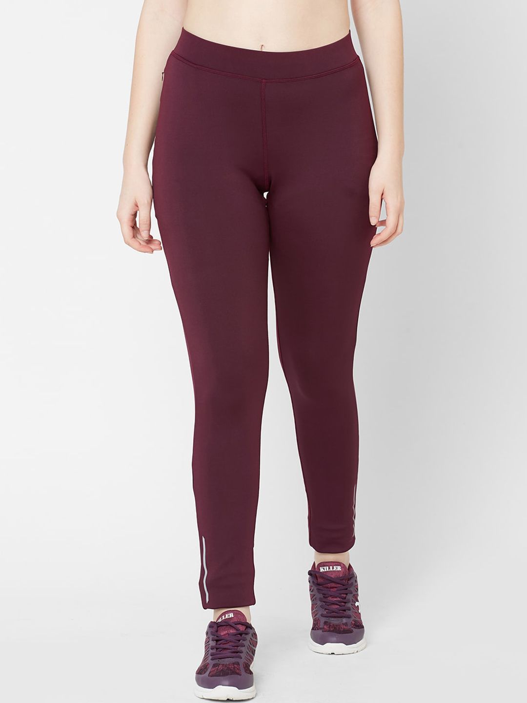 Sweet Dreams Women Burgundy Solid Ankle Length Workout Tights Price in India