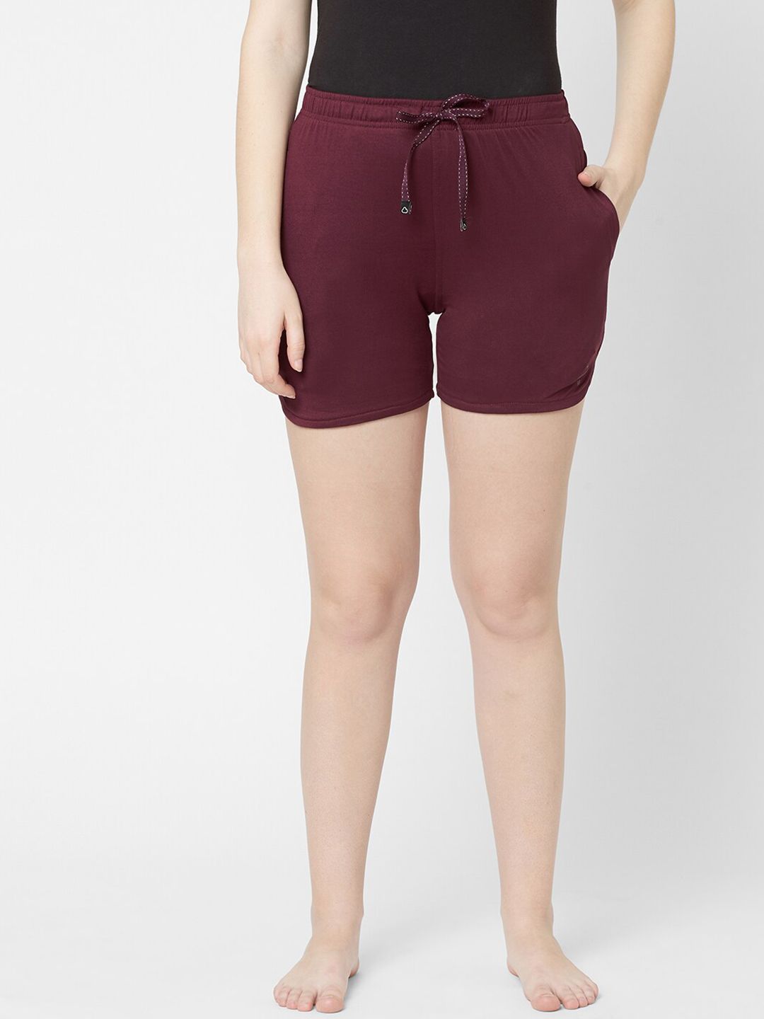 Sweet Dreams Women Maroon Solid Lounge Shorts Price in India