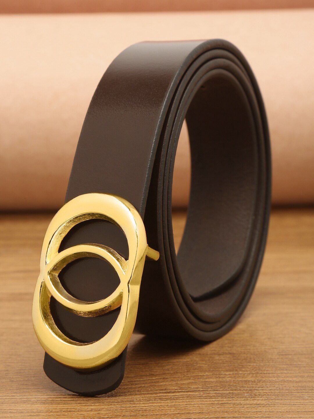 Teakwood Leathers Women Coffee Brown Textured Leather Belt Price in India