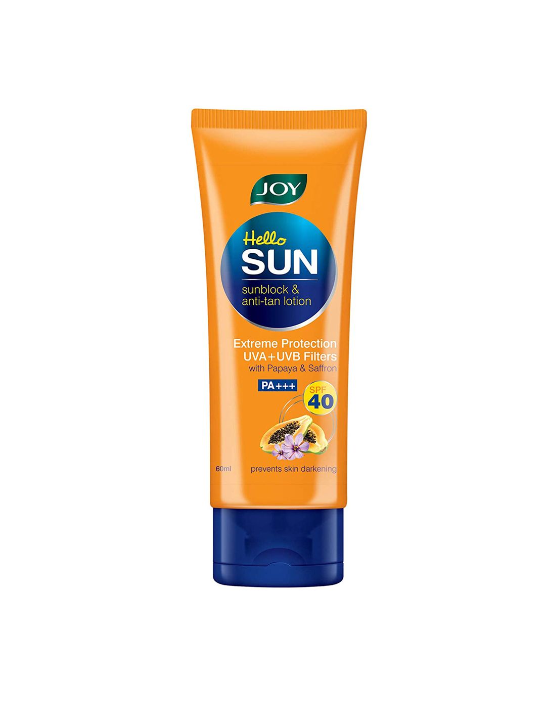 JOY Sunblock & Anti Tan SPF 40 PA+++ Sunscreen with Papaya & Saffron - 60ml