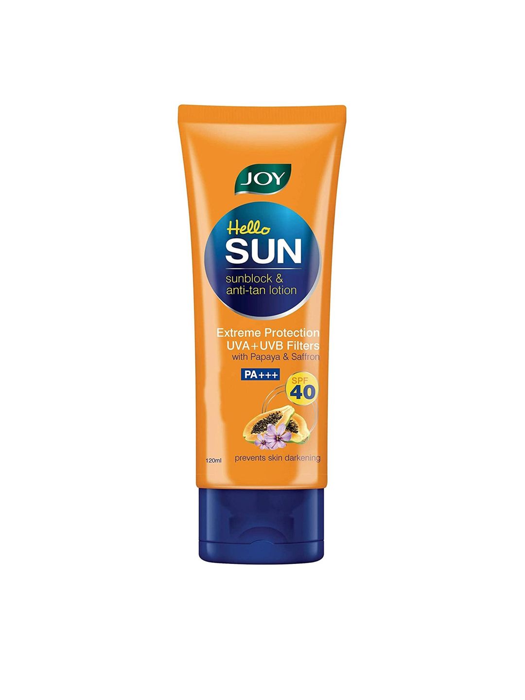 JOY Sunblock & Anti Tan SPF 40 PA+++ Sunscreen with Papaya & Saffron - 120ml