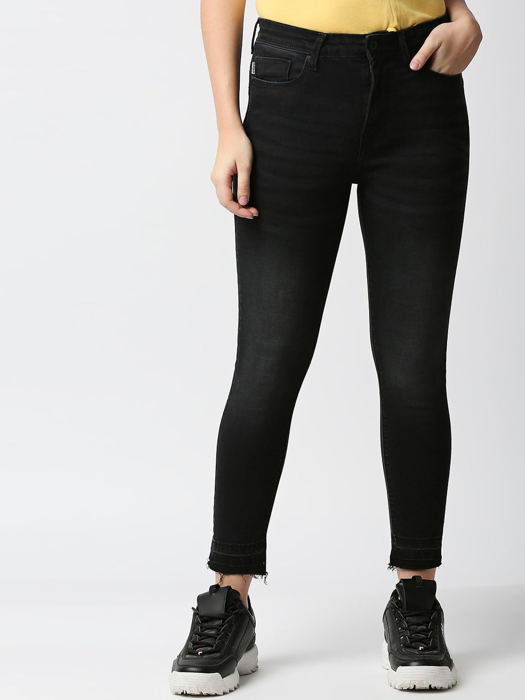 Pepe Jeans Women Black Skinny Fit High-Rise Jeans Price in India