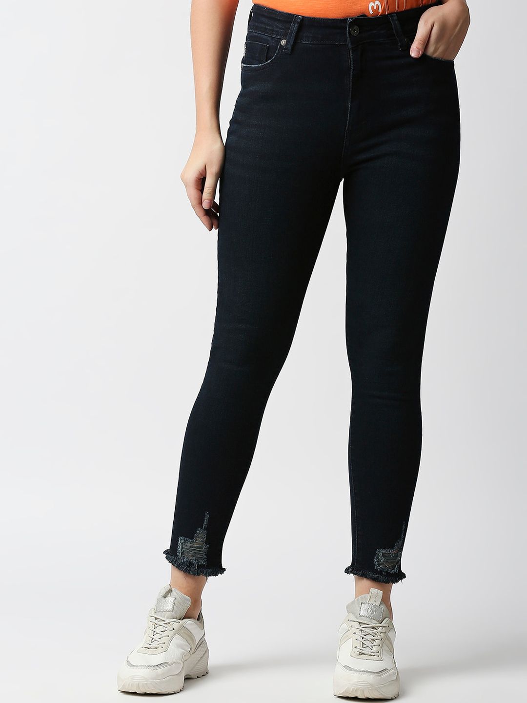 Pepe Jeans Women Blue Skinny Fit High-Rise Jeans Price in India