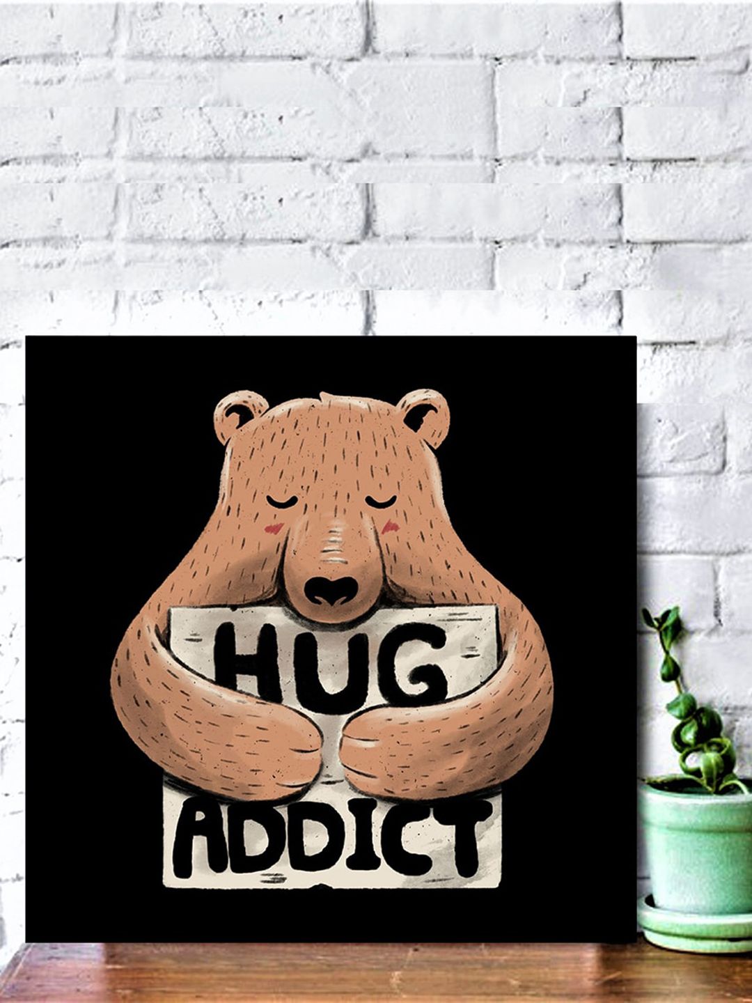 Gallery99 Black & Brown Hug Addict Textured Wooden Wall Art Price in India