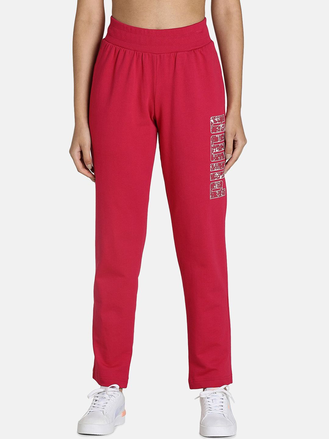 Puma Women Pink Solid Cotton Track Pant Price in India