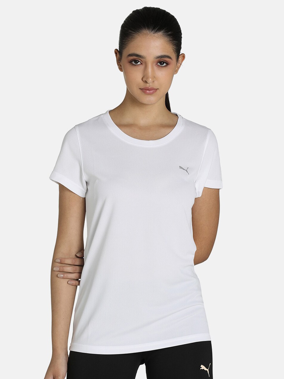 Puma Women White Training or Gym Sports T-shirt Price in India