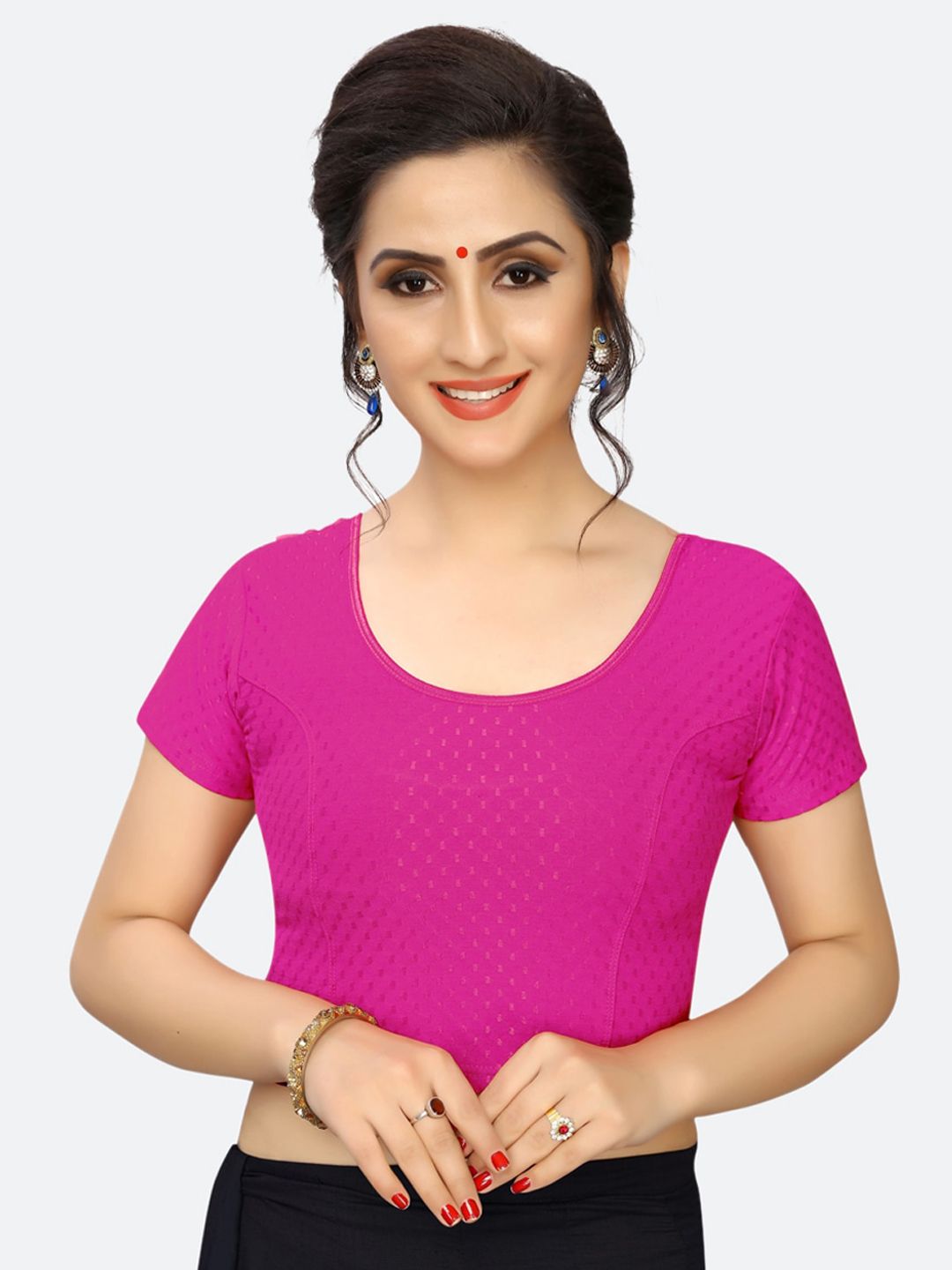 SIRIL Pink Woven-Design Saree Blouse Price in India