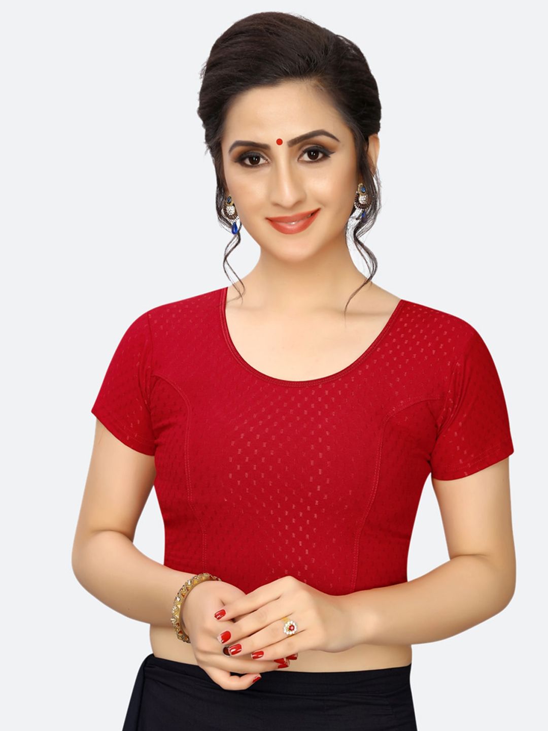 SIRIL Red Woven Design Stitch Saree Blouse Price in India