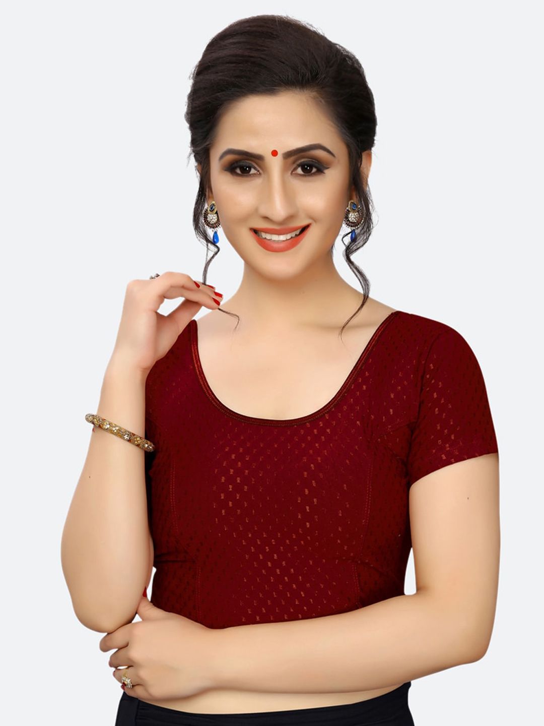 SIRIL Women Maroon Woven Design Saree Blouse Price in India