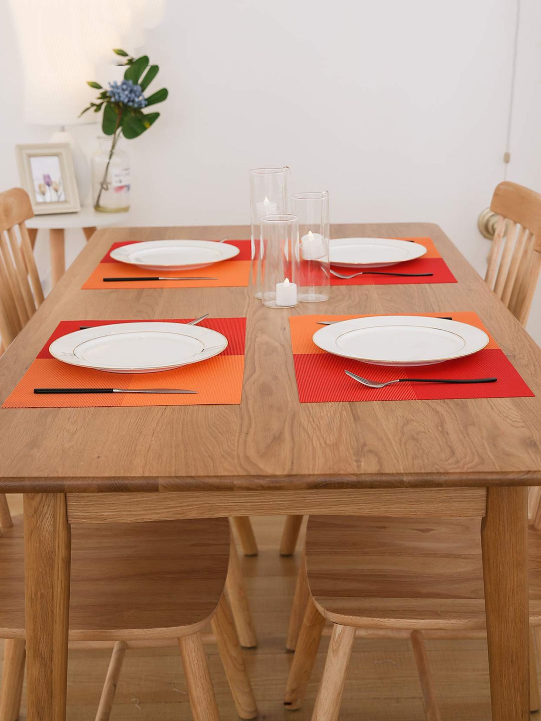 SKYLOFTS Set Of 6 Red & Orange Colourblocked Table Placemats Price in India