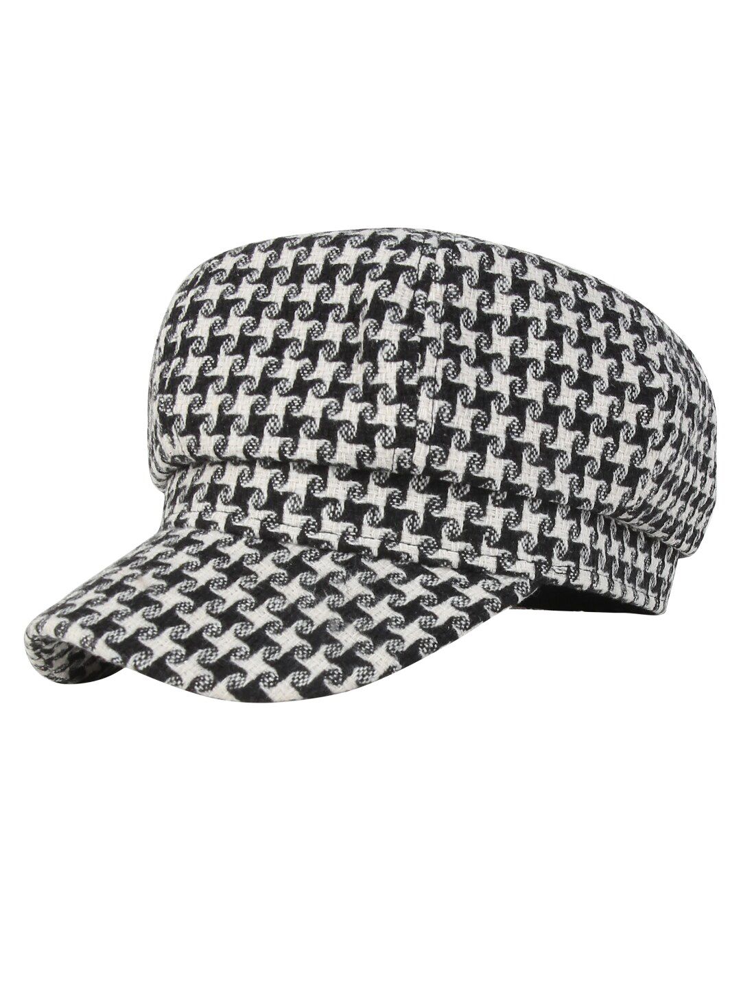 iSWEVEN Unisex Black & White Self Design Cotton Ascot Cap Price in India