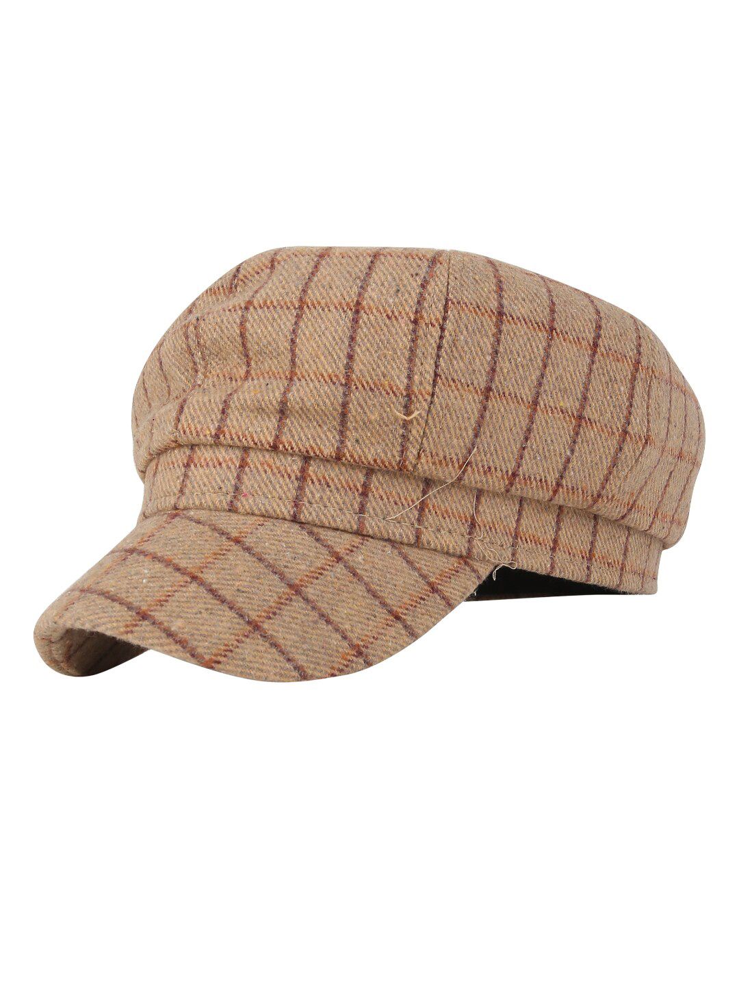 iSWEVEN Unisex Brown Checked Cotton Ascot Cap Price in India