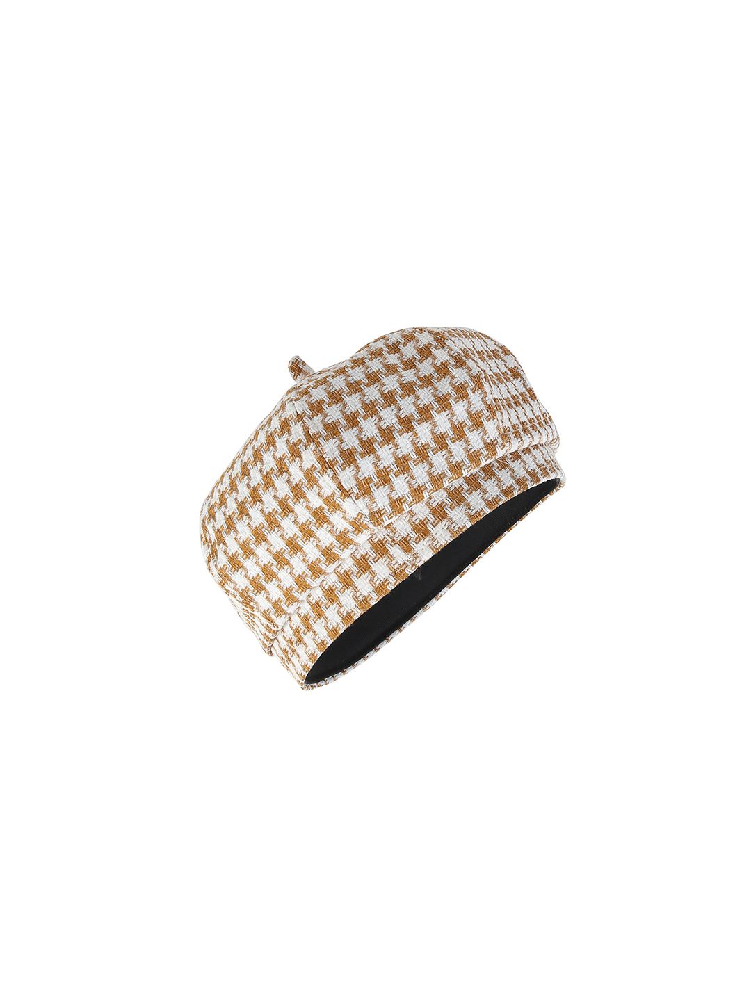 iSWEVEN Unisex Brown & White Printed Ascot Cap Price in India