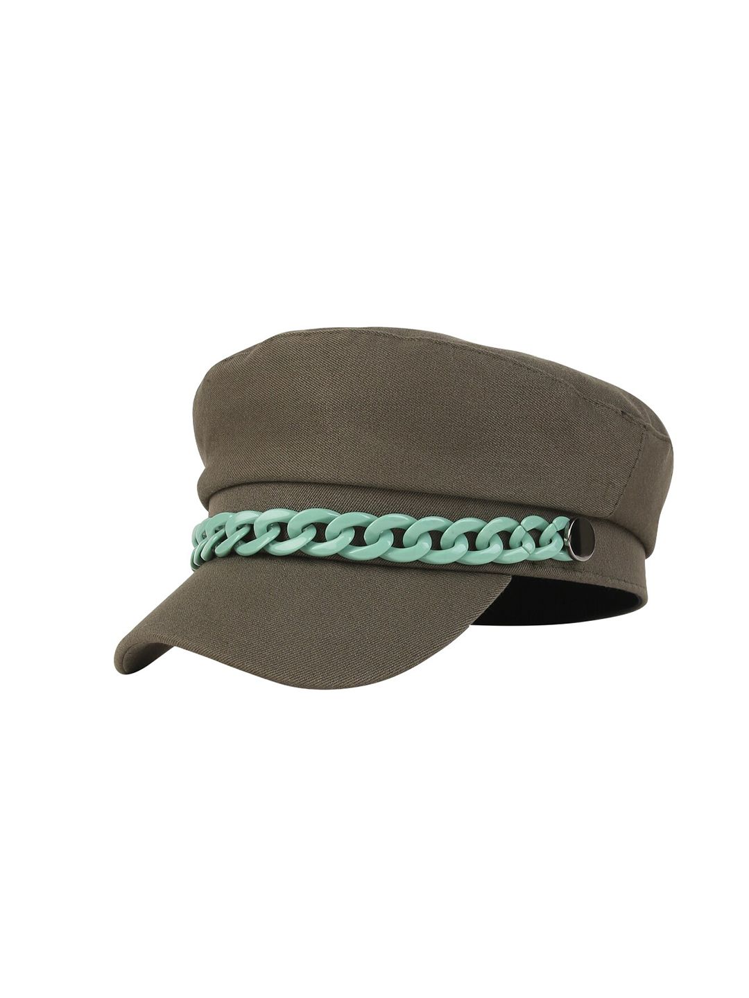 iSWEVEN Unisex Olive Green Solid Cotton Ascot Cap Price in India