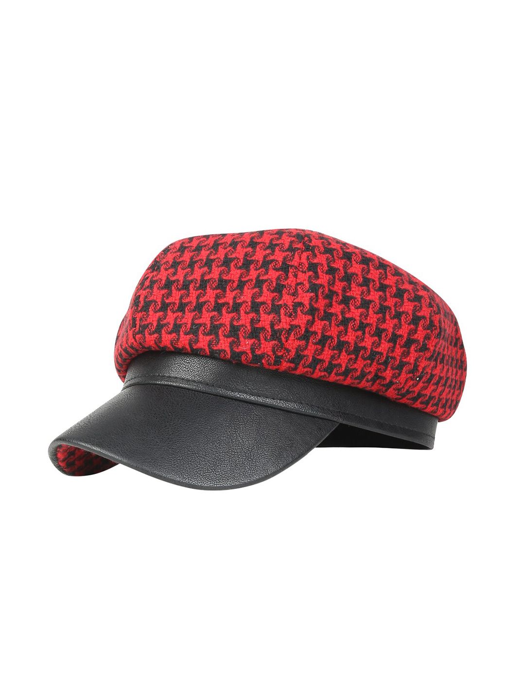 iSWEVEN Unisex Red & Black Printed Ascot Cap Price in India