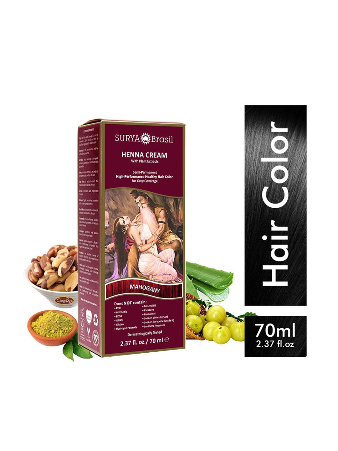 SURYA Brasil Henna Cream Semi-Permanent Hair Color with Plant Extracts 70ml - Mahogany Price in India