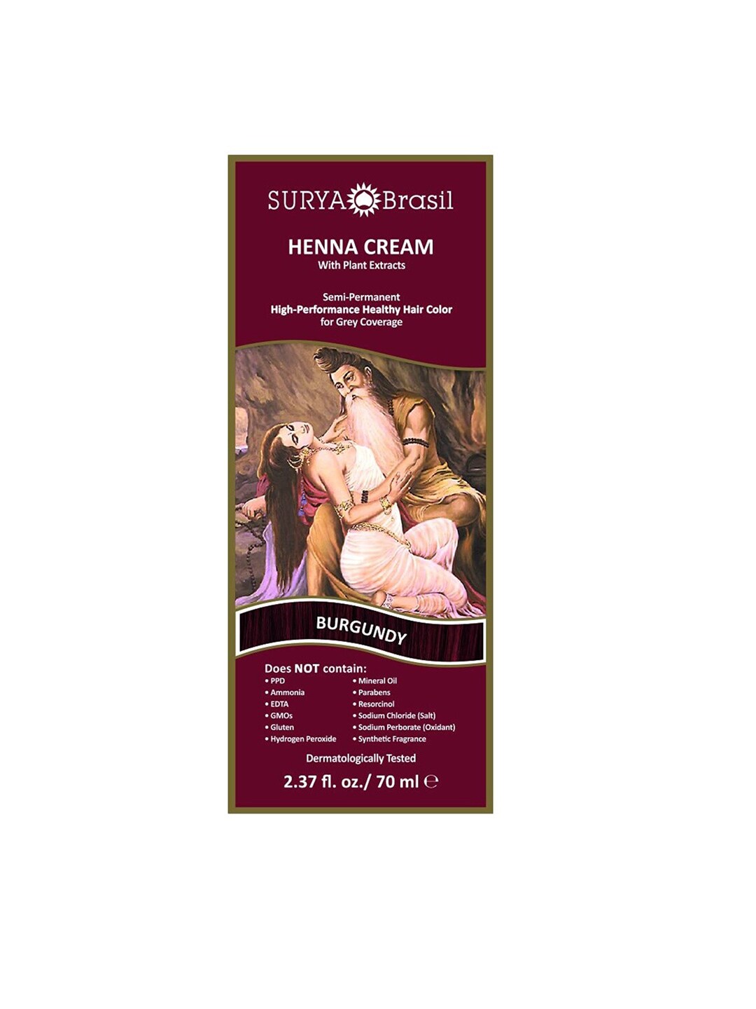 SURYA Brasil Henna Cream Semi-Permanent Hair Color with Plant Extracts 70ml - Burgundy Price in India