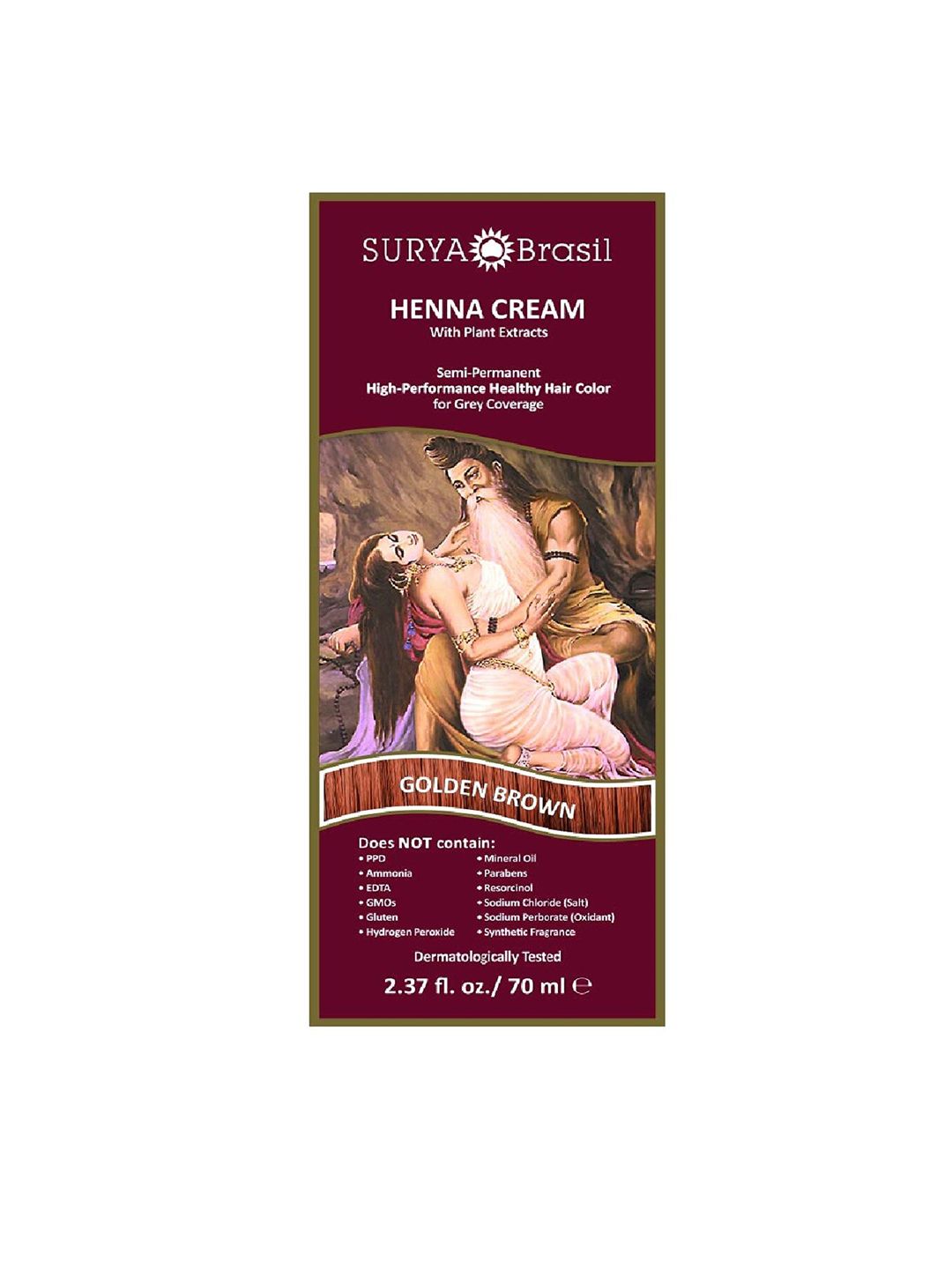 SURYA Brasil Henna Cream Semi-Permanent Hair Color with Plant Extracts 70ml - Golden Brown Price in India