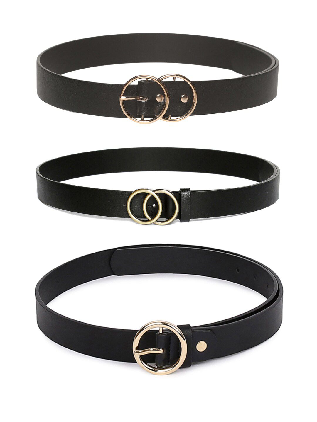 CRUSSET Women Black PU Belt Pack Of 3 Price in India