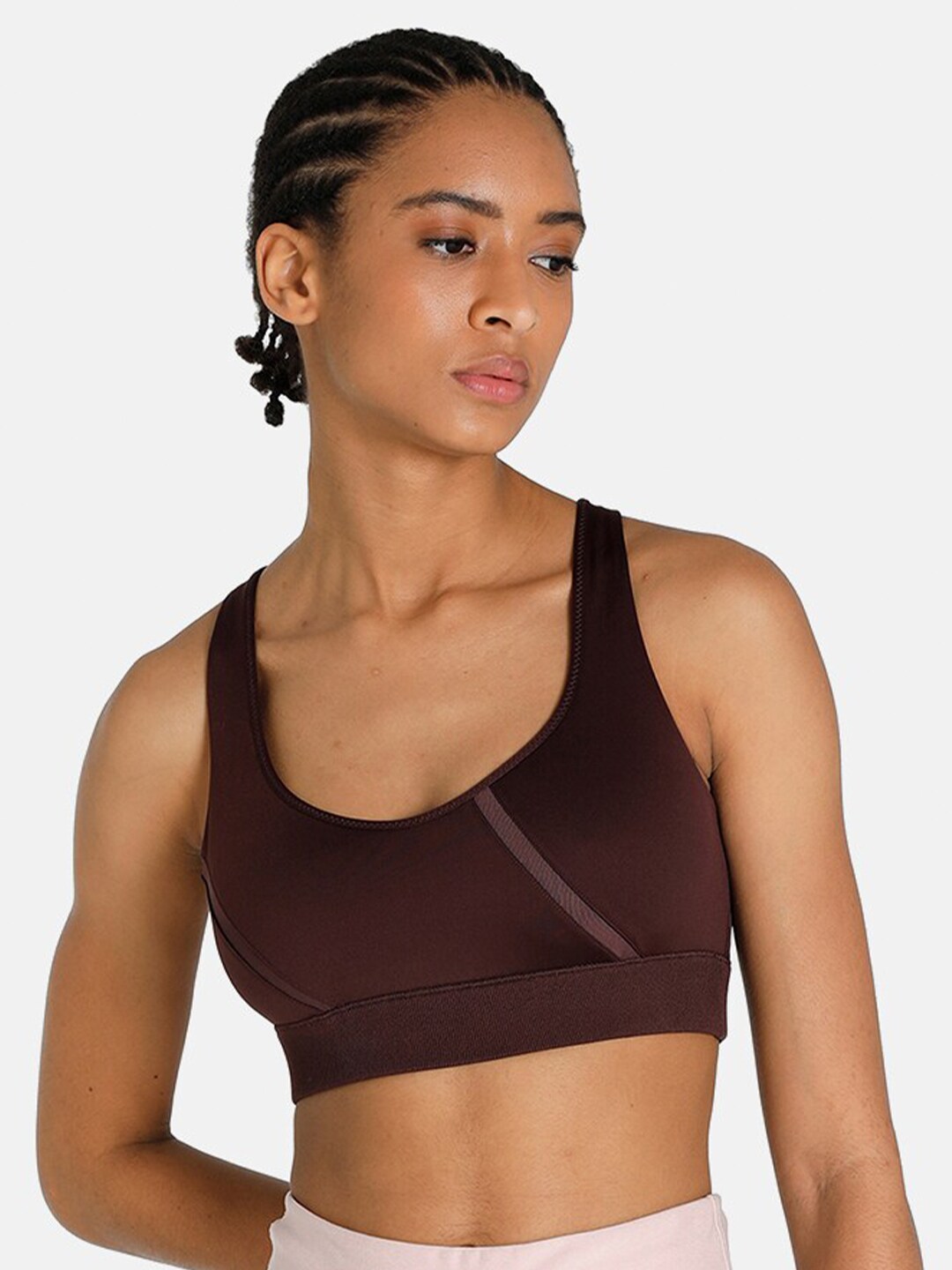 Puma Brown Lightly Padded Sustainable Yoga Bra Price in India