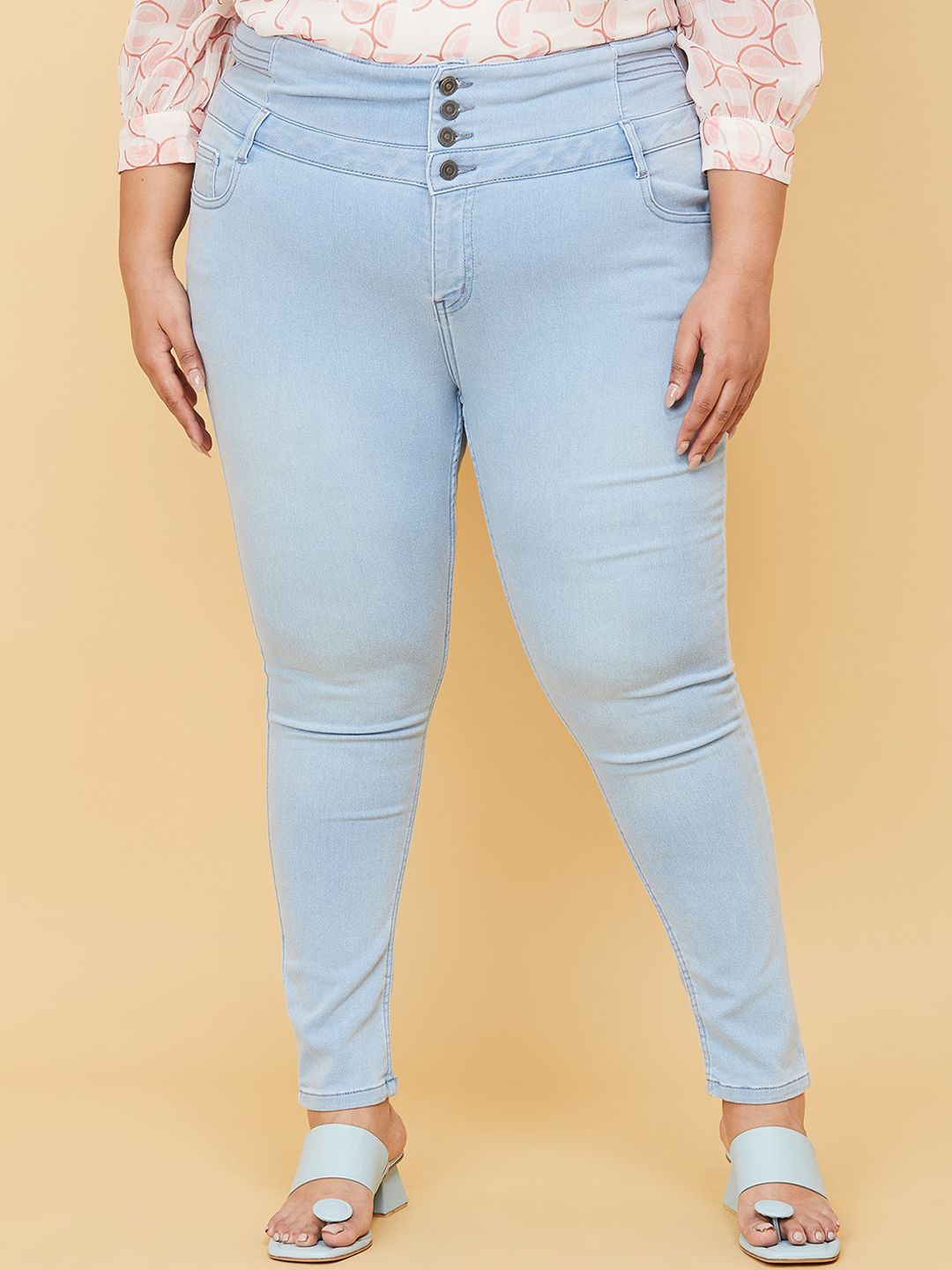 max Plus Size Women Blue Light Fade Jeans COTTON 65% Price in India